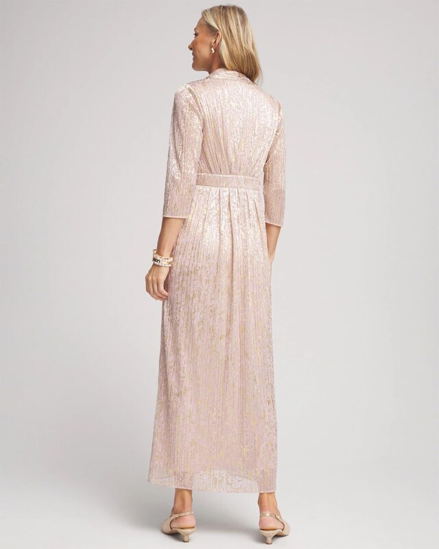 Metallic Pleated Maxi Dress - image 3